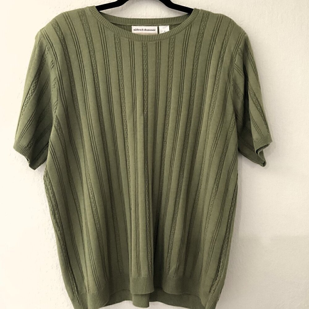 VINTAGE ALFRED DUNNER SHORT SLEEVE SWEATER TOP 1X - Picture 2 of 7